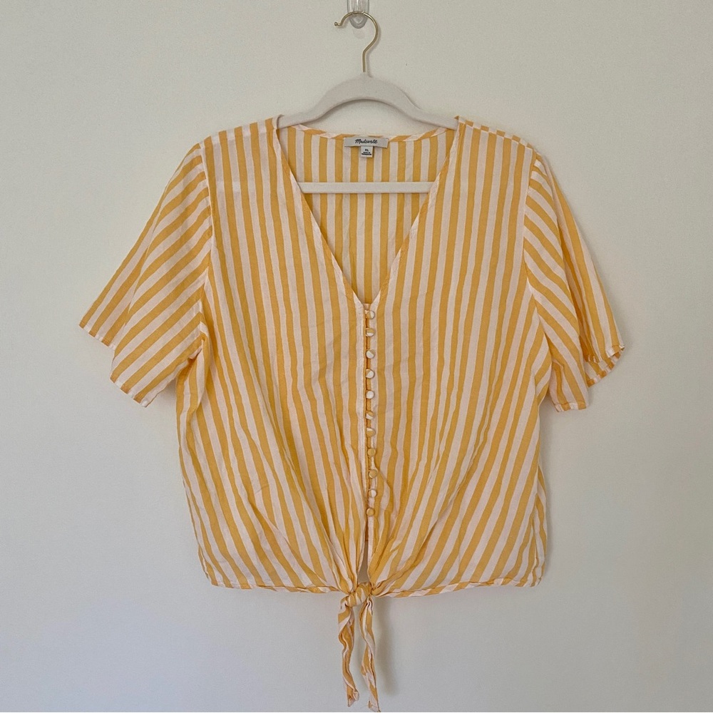 Madewell Yellow Striped Button-Down Top